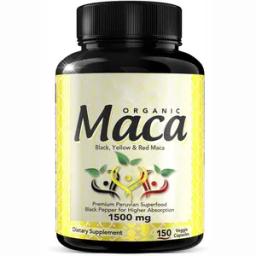Organic Maca Root Powder Capsules 150 Vegan Pills - 1500mg Strongest Peruvian for Energy, Performance, Mood