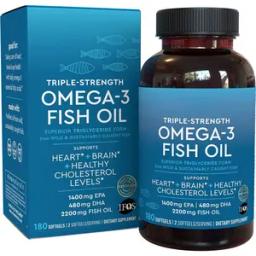 Natural Omega 3 Wild Fish Oil Softgels with EPA DHA for Joint Eyes Brain Skin Health