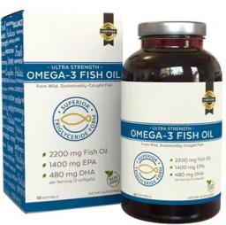 Omega 3 Supplement Fish Oil Capsules with Essential Fatty Acid Combination of EPA & DHA Triple Strength Wild