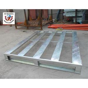 Stackable logistic high quality heavy duty galvanized 4way single faced steel pallet for warehouse storage