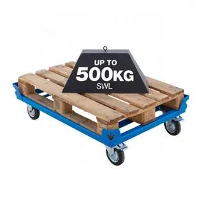 Heavy Duty Pallet Dolly With Corner Holder 500KG Capacity Platform Hand Truck Pallet Moving Dolly