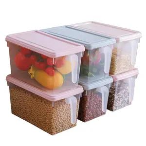 New Plastic Food Storage Container Organizer With Handle Household Kitchen Items Stackable Refrigerator Storage Bin With Lid