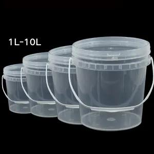 Round clear PP plastic buckets with lids