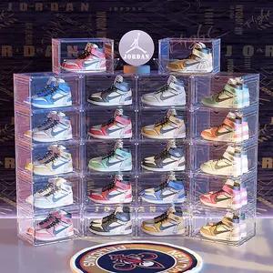 Wholesale Transparent Plastic Sneaker Stacking Shoe Boxes Drop Front Acrylic Drawer Containers Storage Organizer Shoe Box