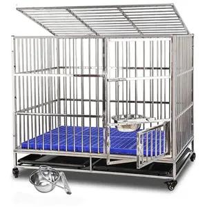 High Quality Square Tube Stainless Steel Pet Cage Dog Cage With Wheels Dog Crate