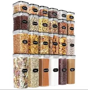 14pack Best Seller Dry Food Storage Container With Lid Airtight Clear Plastic Pantry Cereal Snack Food Kitchen Organizer