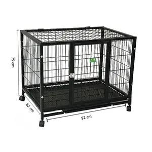 Wholesale heavy kennel high strength with wheels pet cage multiple sizes large black dog carrier outdoor dog cage