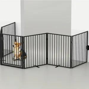 Freestanding Pet Gate Wooden Folding Fence For Doorways Halls Stairs And Home Great For Dogs And Puppies