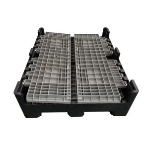 Plastic Pallet Container 1200*1000*860mm Plastic Collapsible Pallet Box Bulk Container With Lid