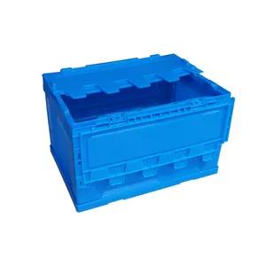 Turnover Box Collapsible Moving Crate With Lid Large Stackable Foldable Plastic Pallet Containers