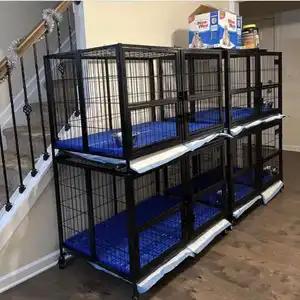 S M L XL XXL Metal Welded Stack Dog Kennel Cages With Top Open