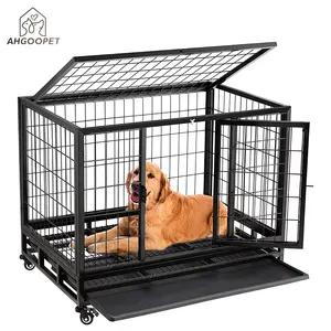 High quality wholesale single layer double door collapsible dog cage with wheels used dog cage for sale