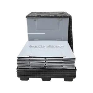 Stackable Plastic Mmoving Boxes Collapsible Plastic Pallet Box With Reusable Pallet Wrap