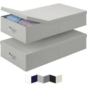 Under Bed Storage With Lids, Large Underbed Storage Containers Clothes, Foldable Stackable Storage Drawer Organizer Bins Box