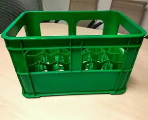 High quality turnover beer crate /plastic divide crate for bottle with handle/milk divider bottle crate