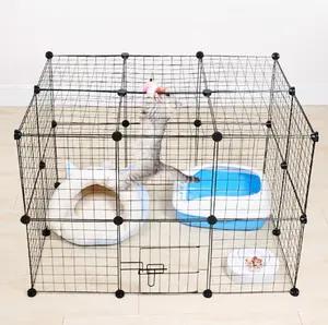 Foldable Metal Wire Dog Crate with Tray Portable Cat Cage Kennel Waterproof Pet bed
