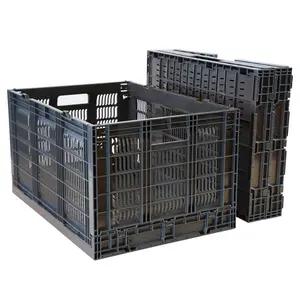 Hot Sale Plastic Folding Fruit Crate Container For Supermarket Grocery Store Storage Basket