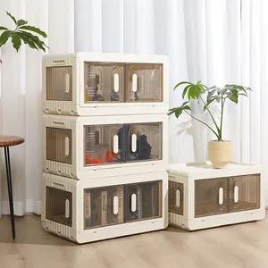 Plastic Foldable Stackable Wardrobe Closet Storage Bins Collapsable Storage Box With Lid