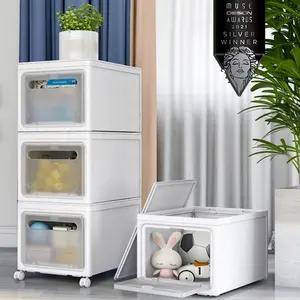 Stacking Portable Storage Case With Secure Locks And Wheels Plastic Closet Storage Bins
