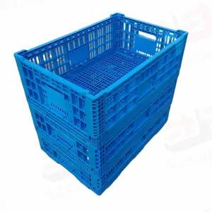 Supermarket Collapsible Hard Plastic Storage Fruit Foldable Vegetable Food Basket Bins Plastic Foldable Crate