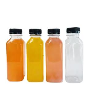 Plastic Bottle 350ml Disposable Transparent Plastic Juice Bottle Food Grade Square Plastic Bottle